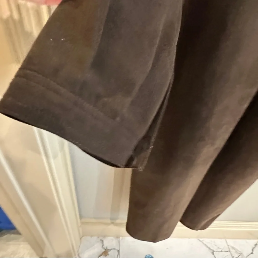 Vintage Halston Chocolate Brown Wool Duster Coat 1970s Union Made USA Minimalist - Picture 13 of 13